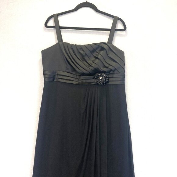 R&M Richards Chiffon Evening Dress Gown Sz‎ 16 Empire Waist Black Formal Wedding - Picture 3 of 16